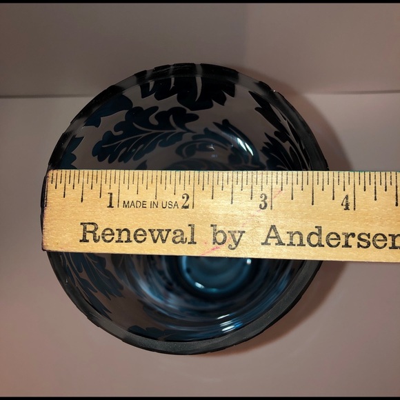 Flower Vase 12” Blue Etched - Picture 7 of 8